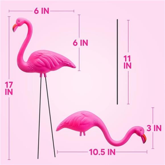 Set of 6Small Pink Flamingo Yard Ornament StakeMini Lawn Plastic Flamingo Statue - Picture 6 of 6
